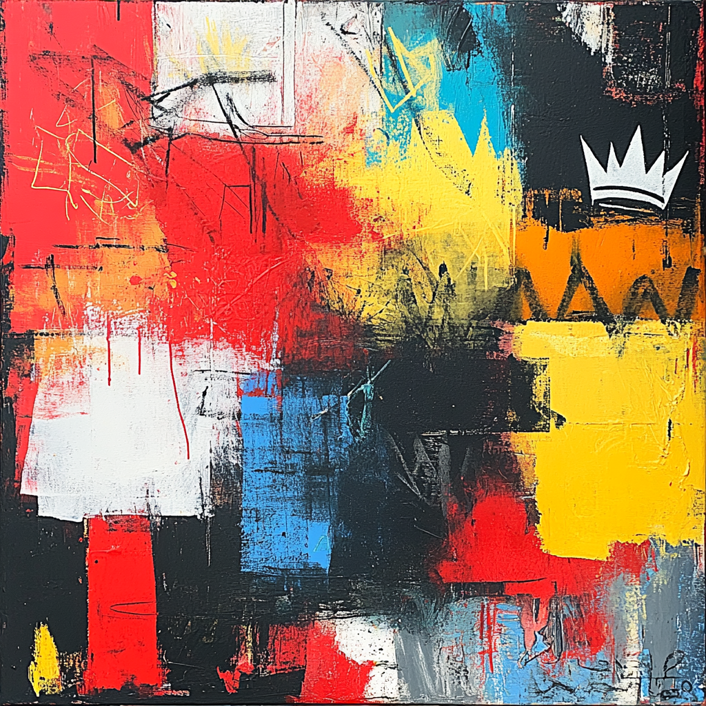 Jean-Michel Basquiat Inspired Urban Chaos Symphony paint by color