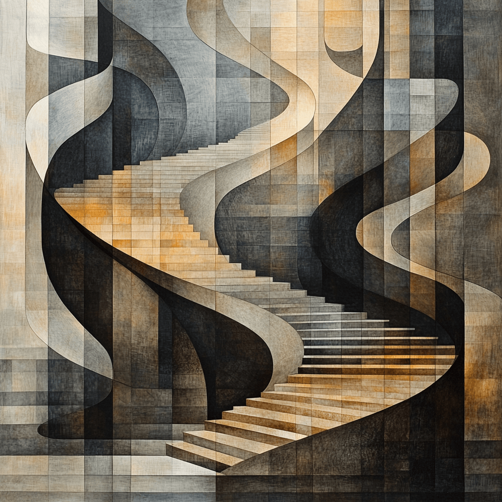 M.C. Escher Inspired Curved Perspectives Paint By Numbers Art