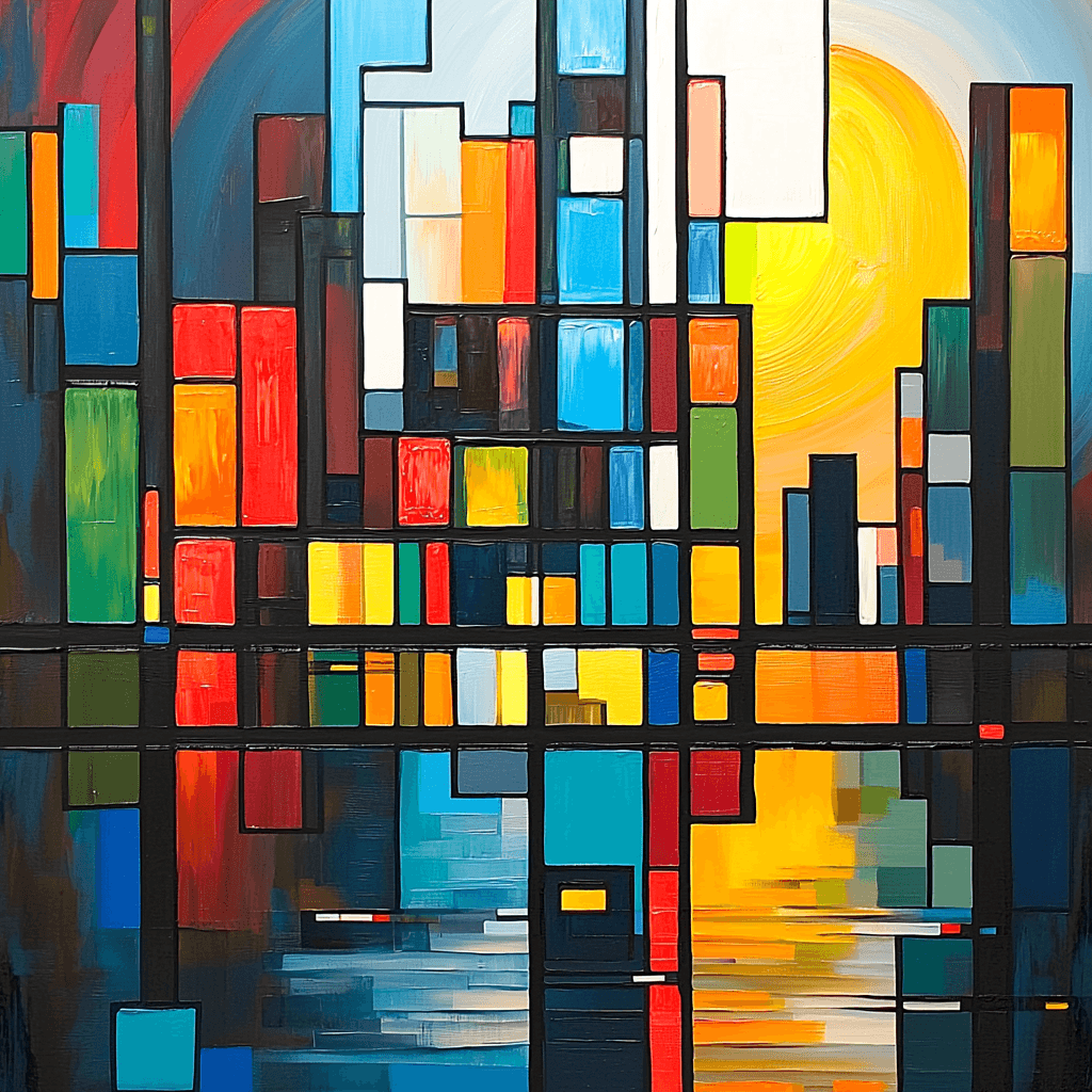 Piet Mondrian Inspired Reflections Of An Abstract City Numbered Painting Kits