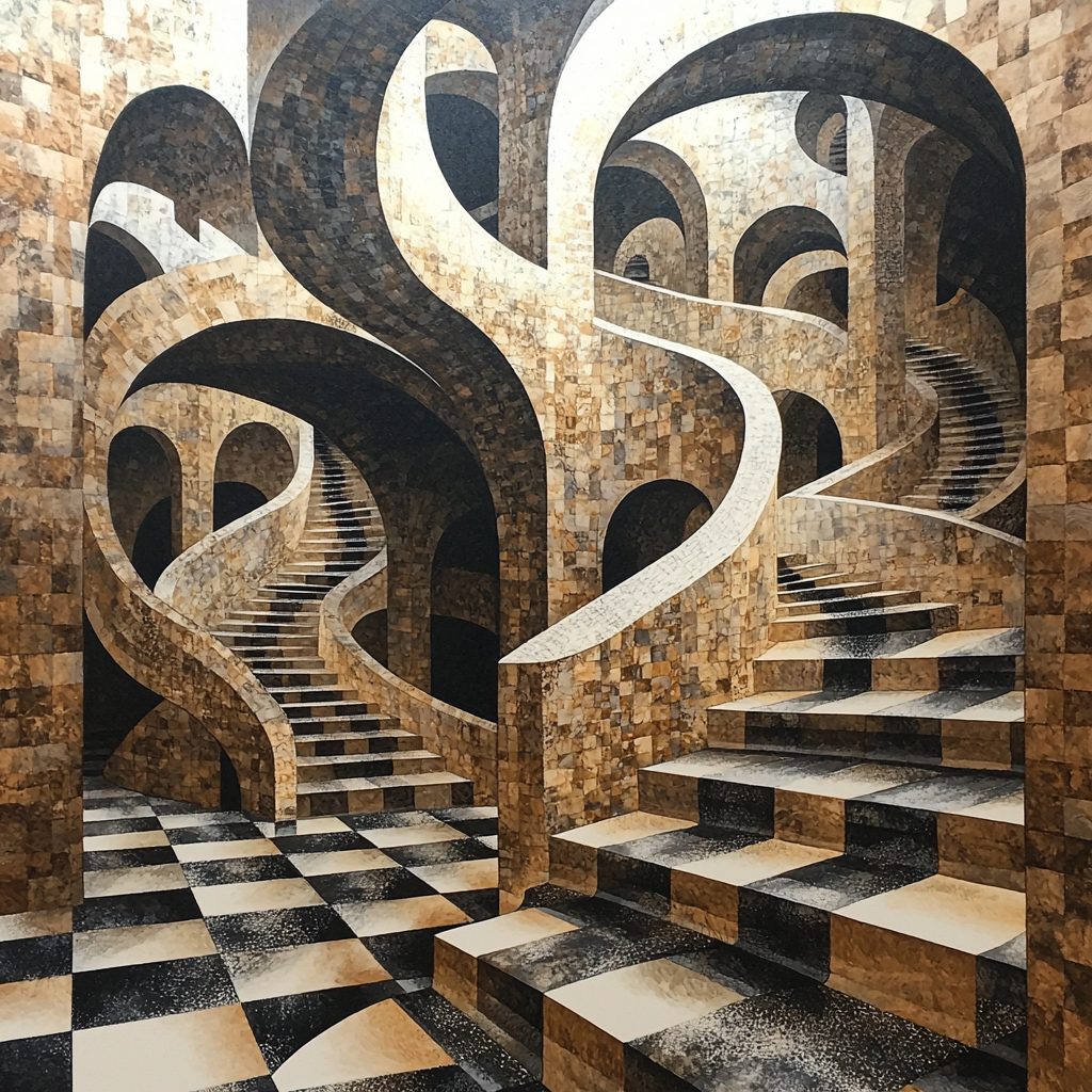 M.C. Escher Inspired Visual Paradox Numbered Painting Kits