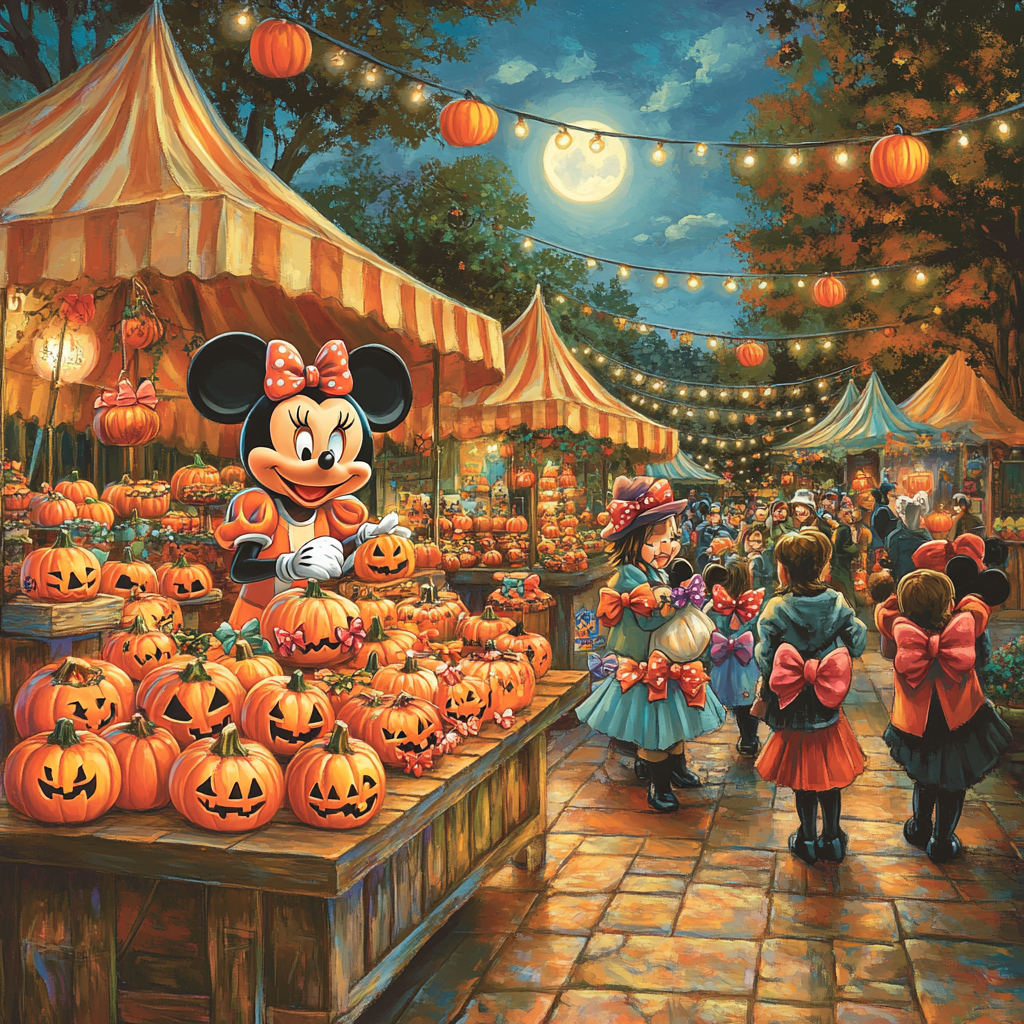 Minnie Mouse Midnight Pumpkin Market paint by number