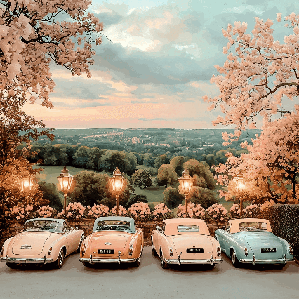 René Magritte Inspired Elegant Vintage Vehicles Painting Number Kit