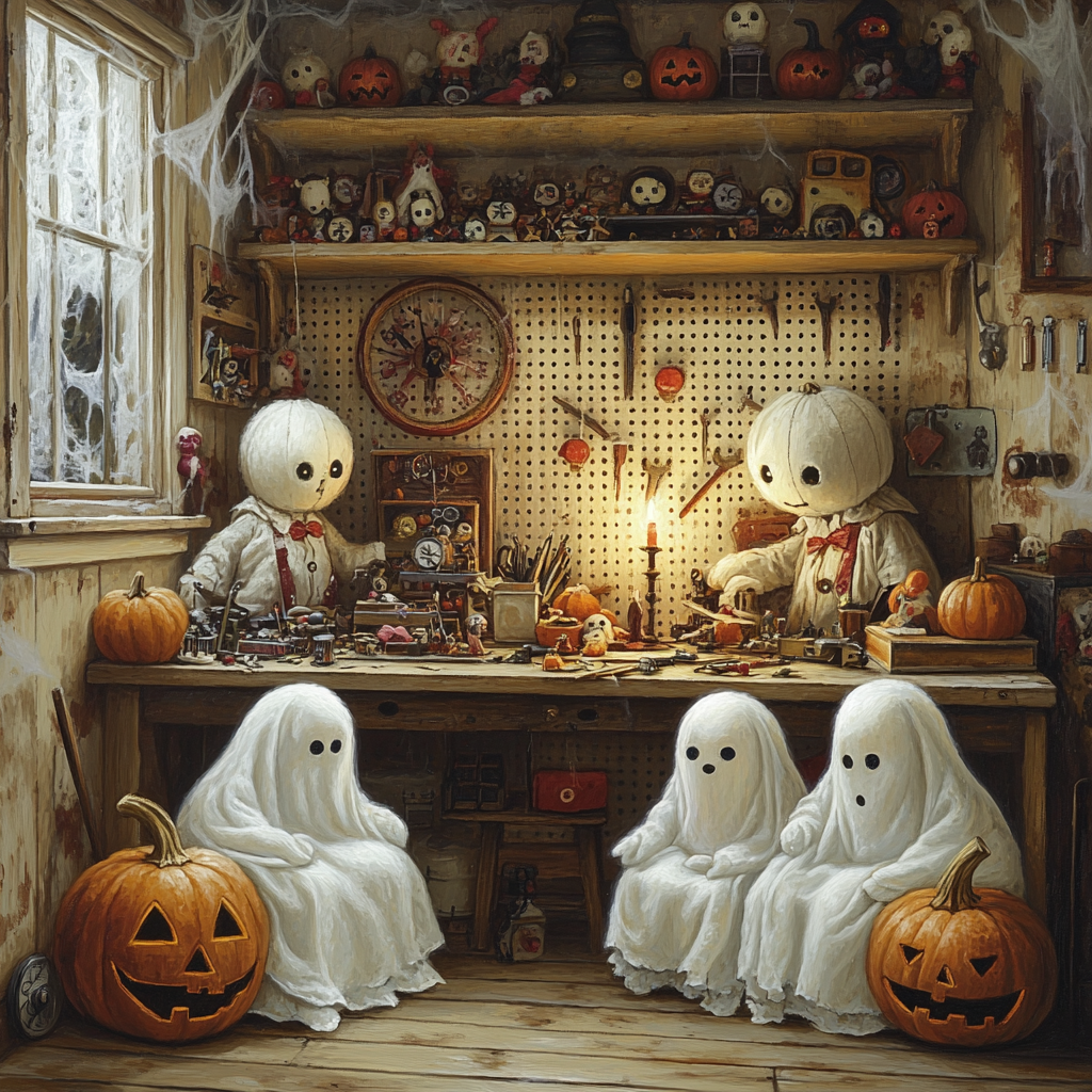 Haunted Toymaker Midnight Repair Shop paint by number