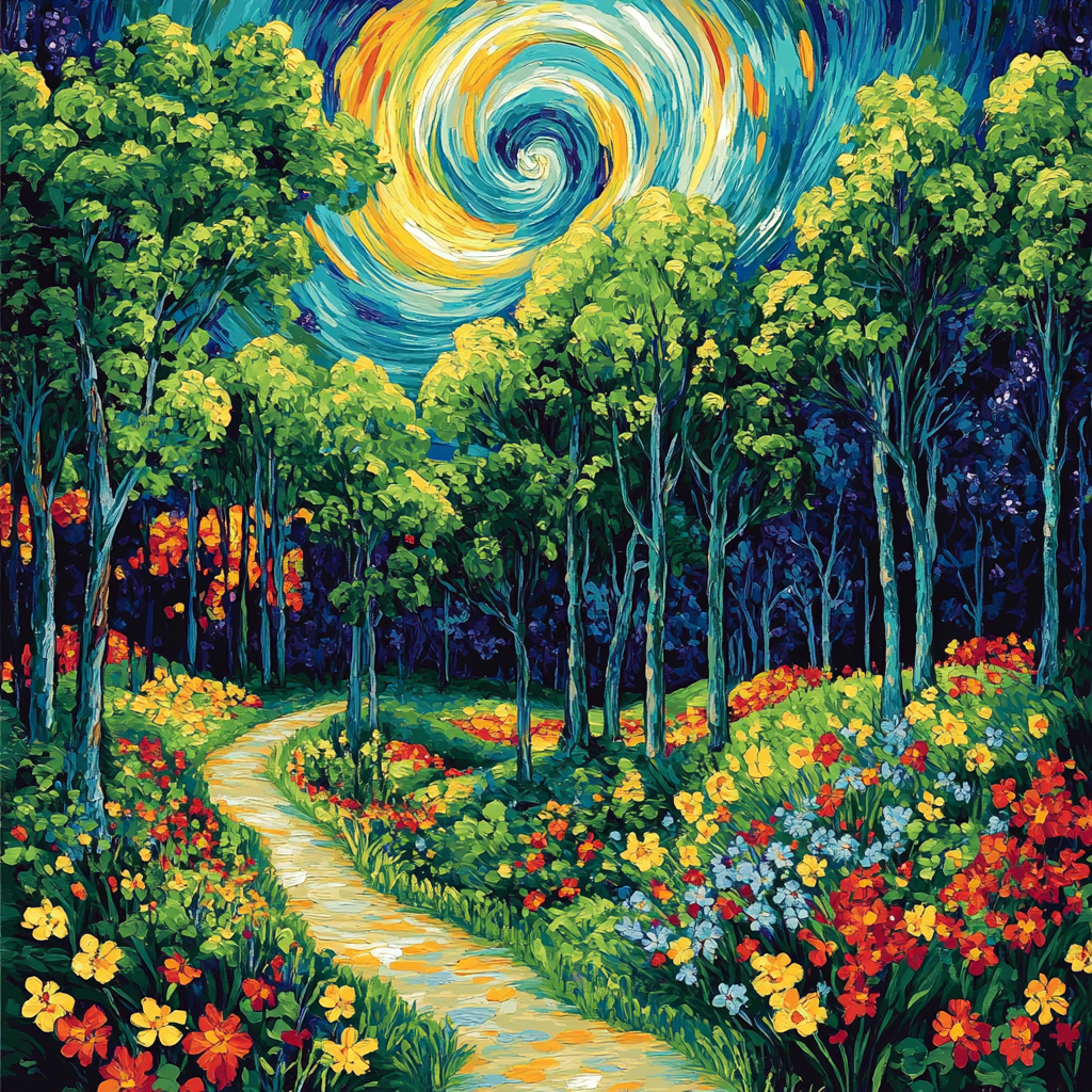 Van Gogh Inspired Enchanted Forest Paint by numbers art