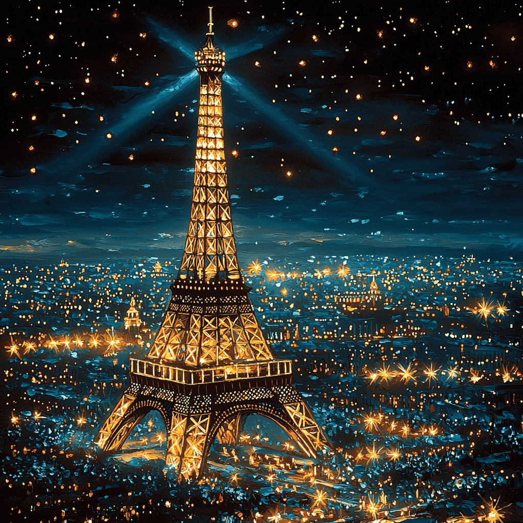 Eiffel Tower At Night Numbered Painting Kits
