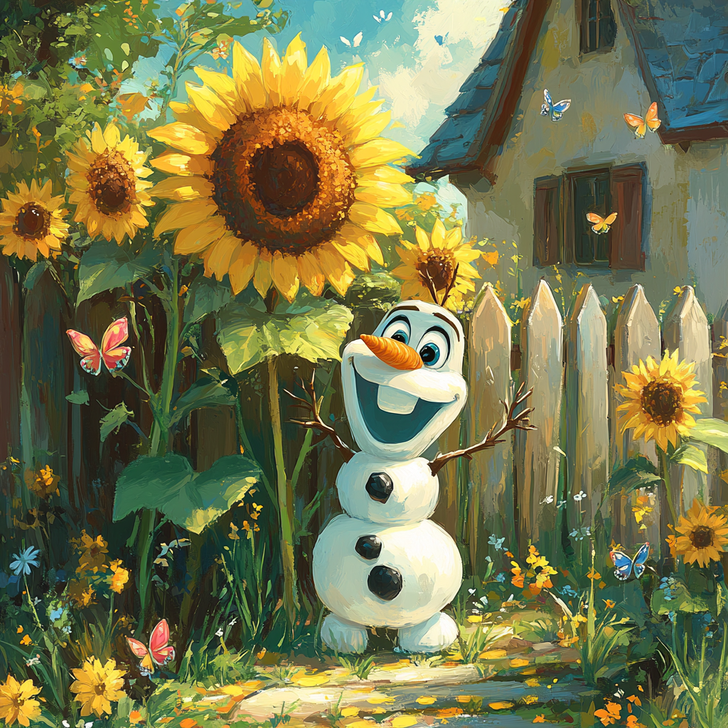 Olaf Sunny Garden Disney Inspired painting number kit