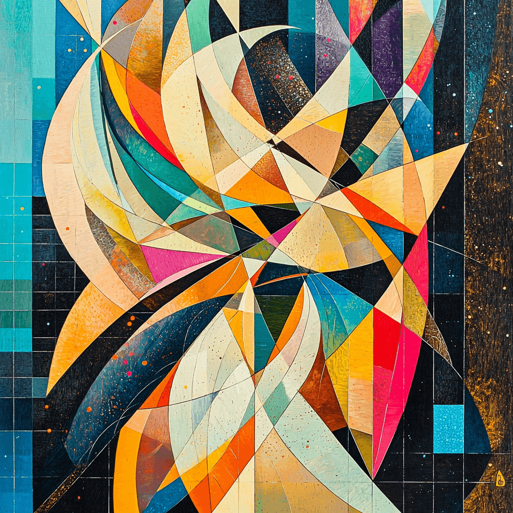 Piet Mondrian Inspired Inspired Avant-Garde Ballet Scene Number Painting