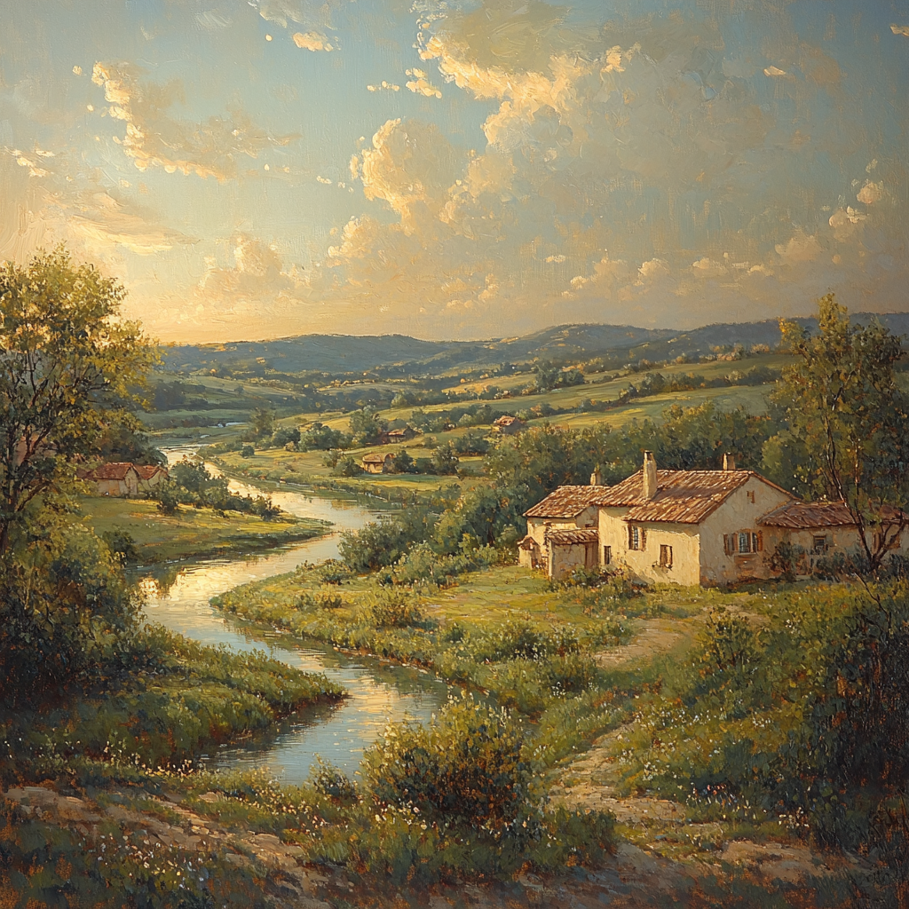 John Constable Inspired River Valley Morning paint by numbers