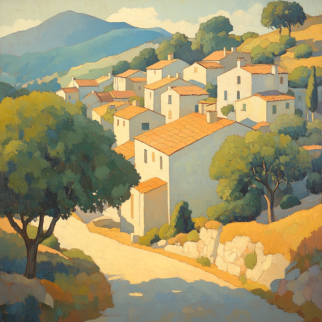 Cézanne Inspired Mountain Village Paint by numbers kits
