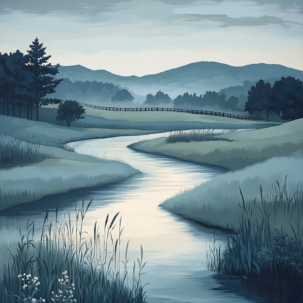 Hiroshige Inspired Quiet River At Dawn DIY paint by numbers