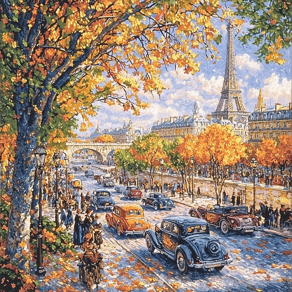 Pierre-Auguste Renoir Inspired Vintage Cars In Paris Painting By Numbers Kit