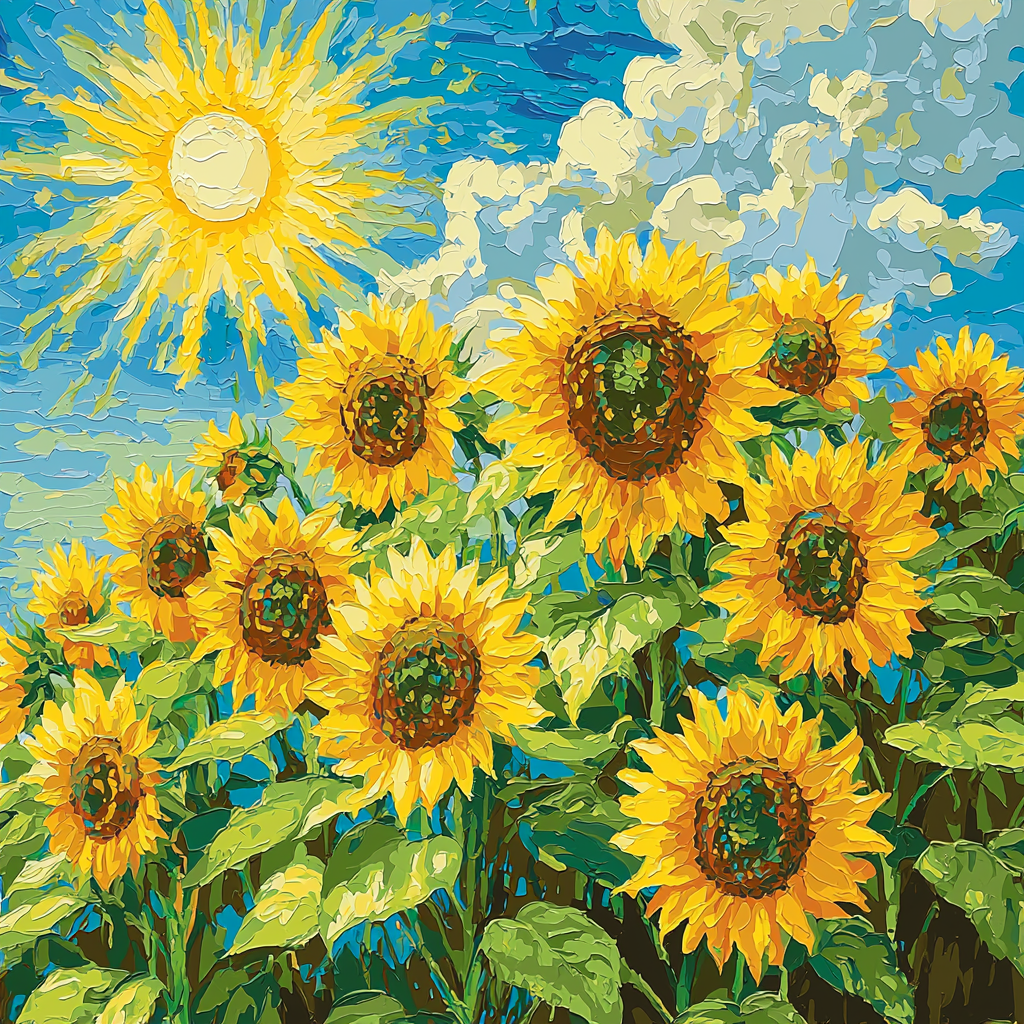 Vincent Van Gogh Inspired Summer Sunflowers Number Painting