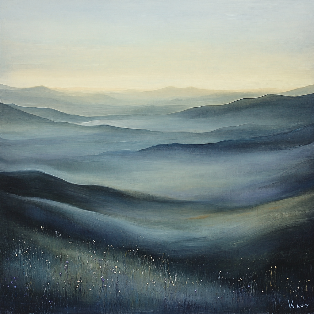Frederick Varley Inspired Mist Veiled Dawn Across Rugged Canadian Foothills paint by number