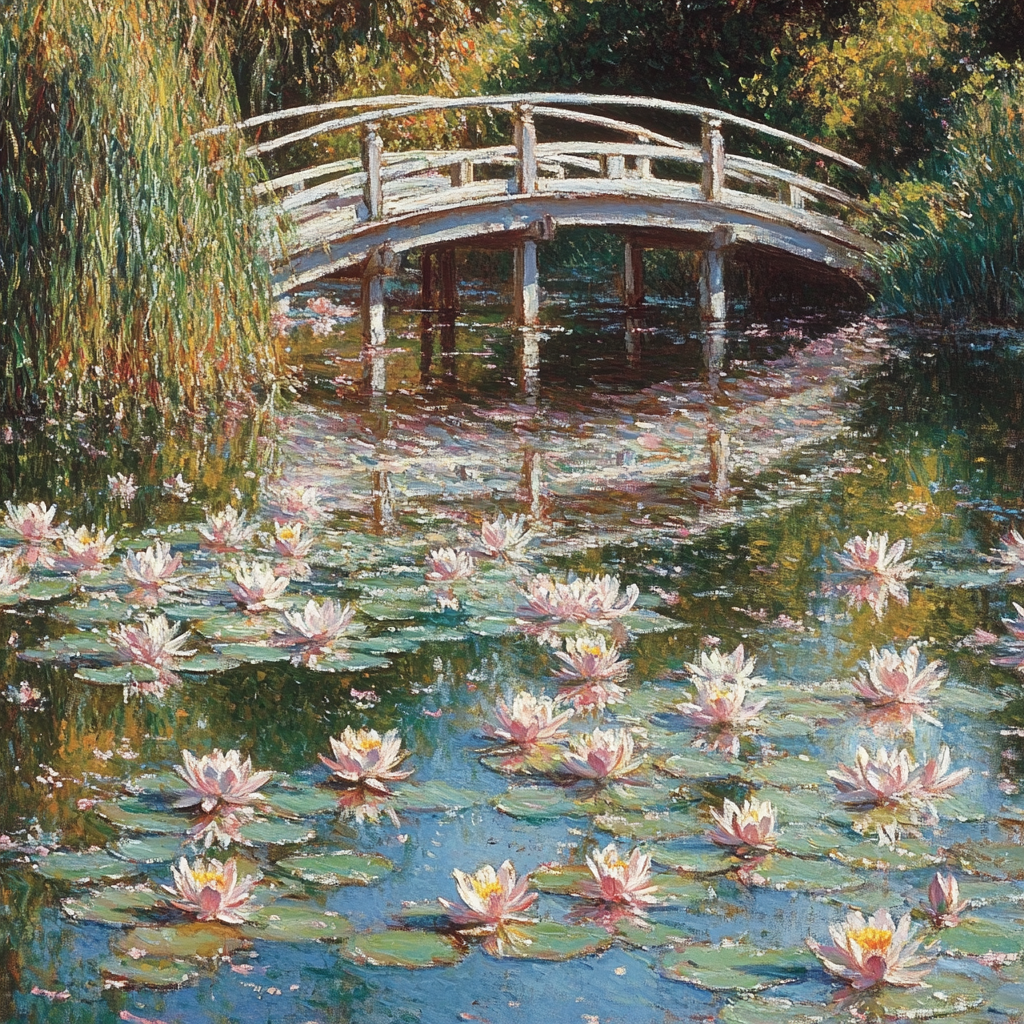 Claude Monet Inspired Water Lilies And Bridge Numbered painting kits