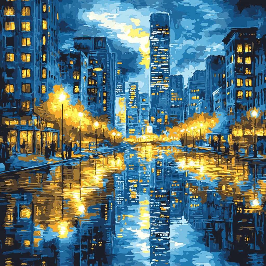 Edward Hopper Inspired Reflections Of A City Paint By Numbers