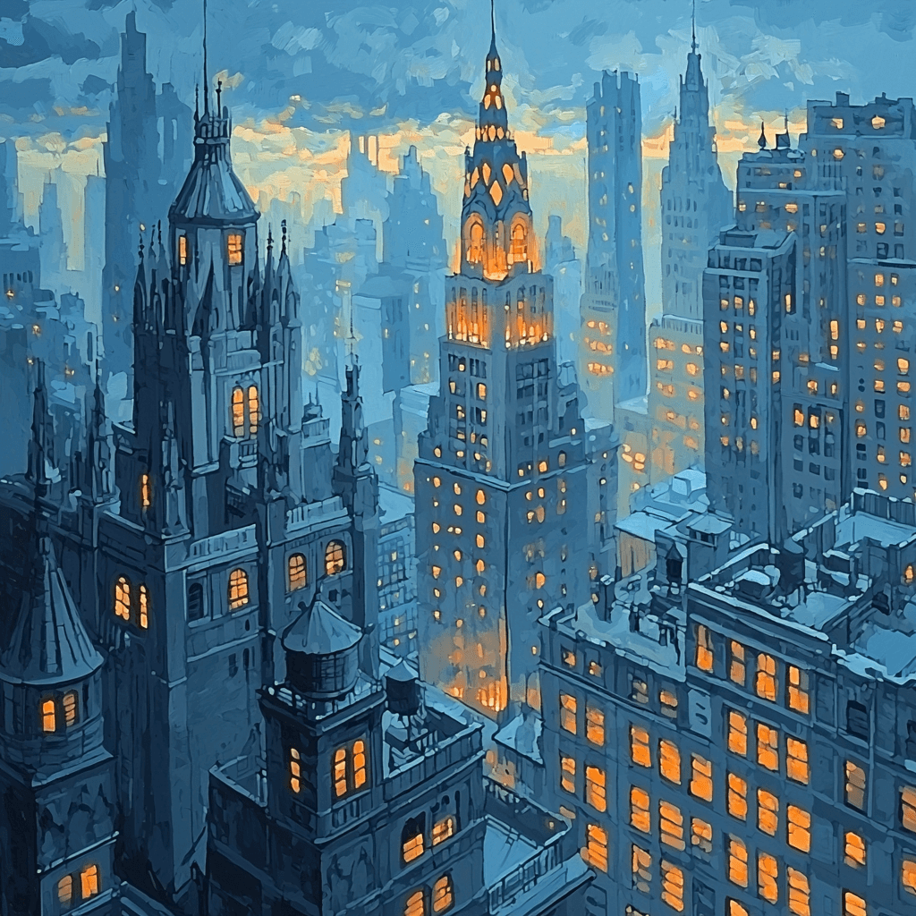 Edward Hopper Inspired City Skyline Panorama Numbered Painting Kits