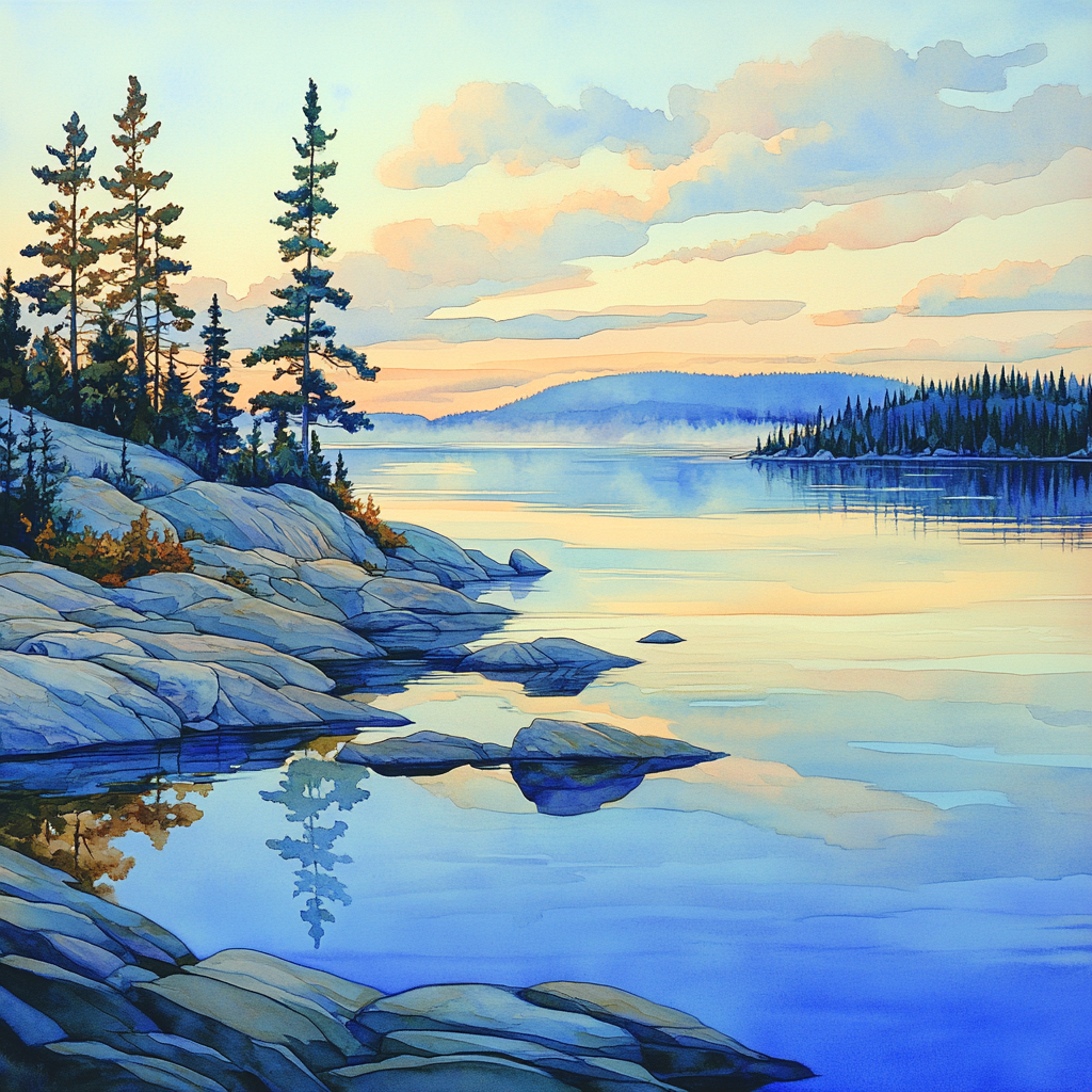 Franklin Carmichael Inspired Crystalline Lake At Dawn painting number kit