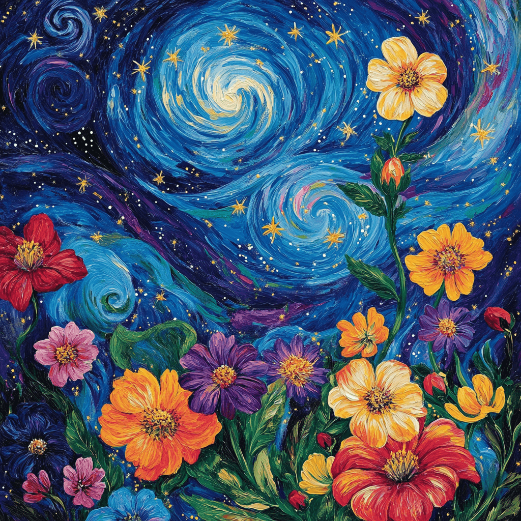 Vincent Van Gogh Inspired Cosmic Bloom Painting Number Kit