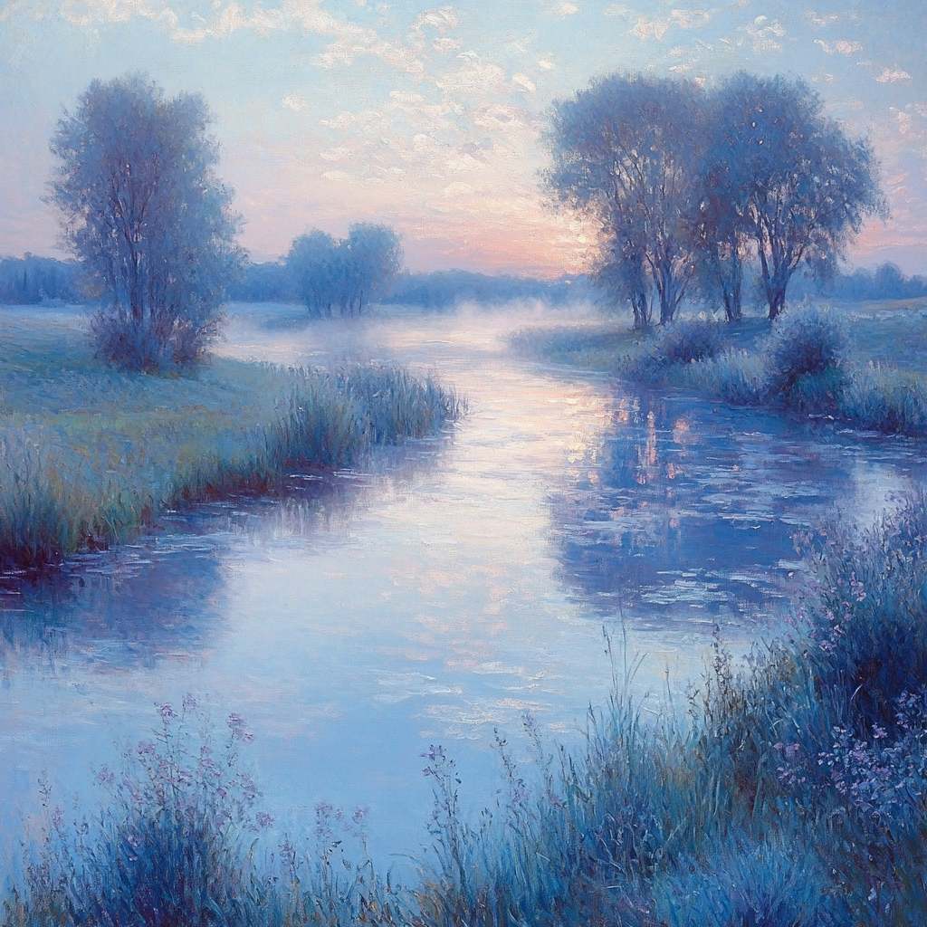 Monet Inspired Misty Morning River painting number kit