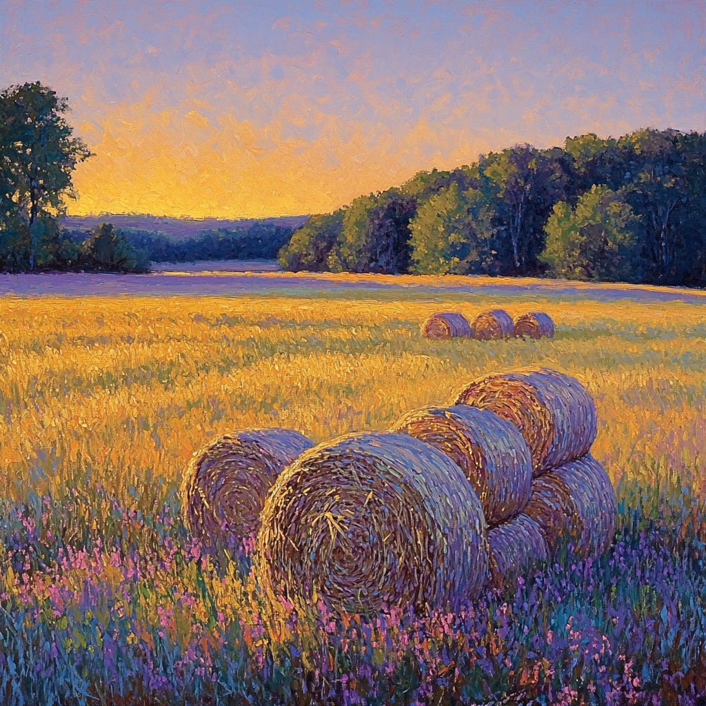 Claude Monet Inspired Haystacks At Lavender Dusk paint by numbers