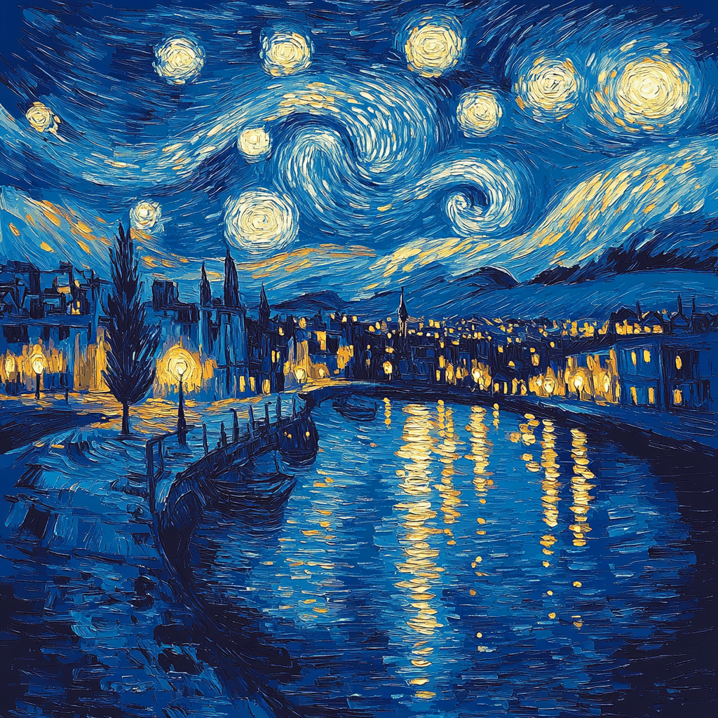 Van Gogh Inspired Citylights Nightscape Numbered painting kits