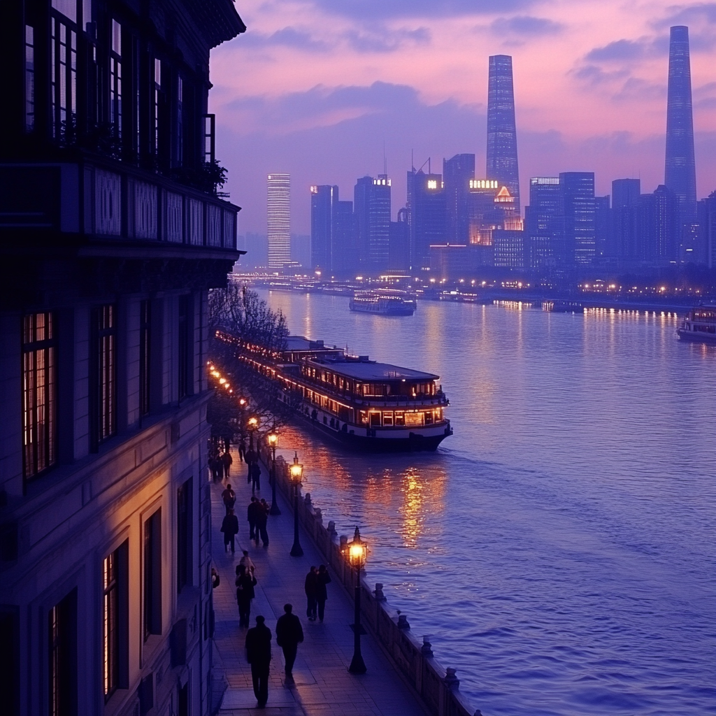 The Bund Shanghai Riverside Skyline China Numbered painting kits