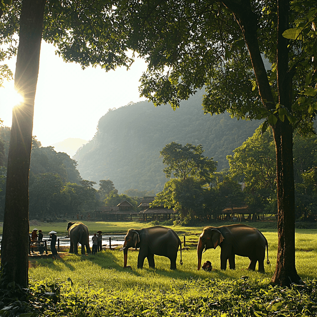 Elephant Sanctuary In Chiang Mai - Thailand Paint By Numbers Kits