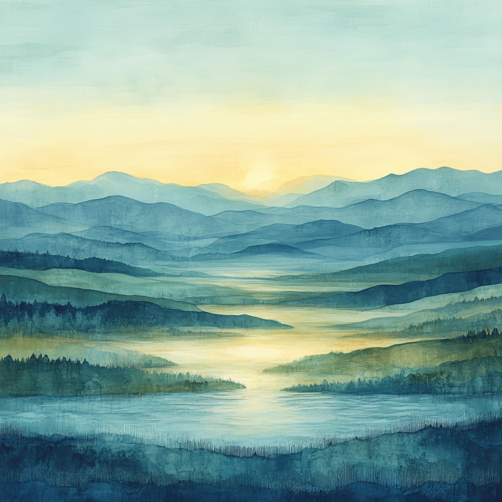 Hiroshige Inspired Mist Over River Plains paint by numbers