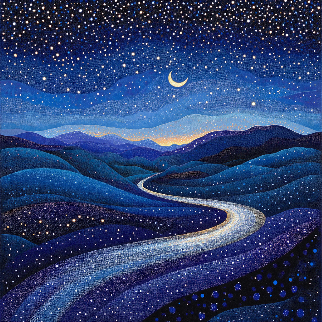 Georges Seurat Inspired Lunar Nebula paint by number