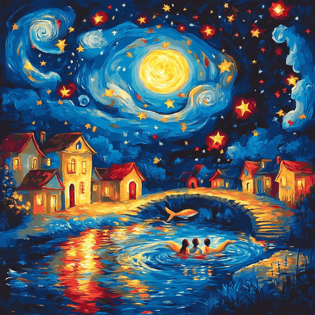 Marc Chagall Inspired Starry Night Lovers paint by color