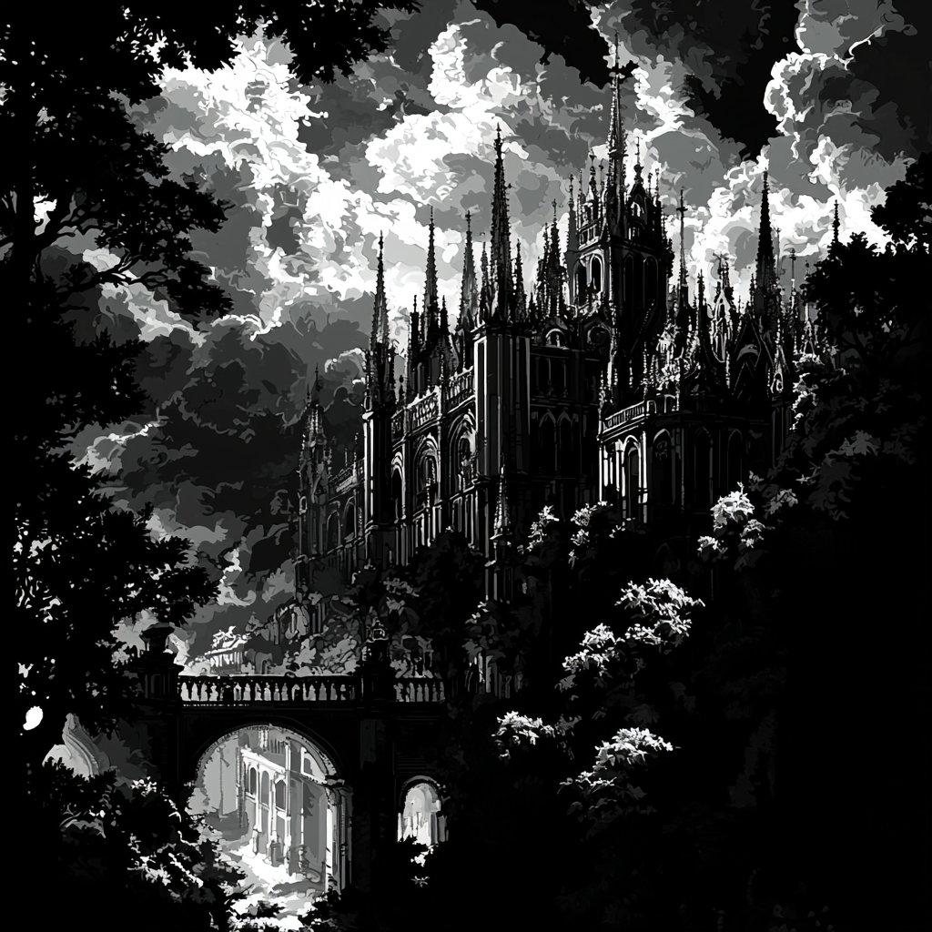 Doré Inspired Gothic Cathedral Silhouette DIY Paint By Numbers