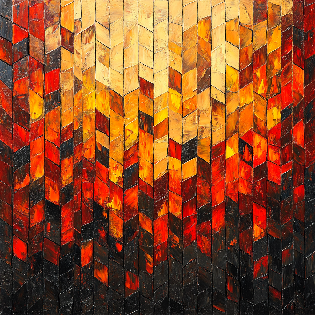 Jean-Paul Riopelle Inspired Autumnal Fire Forest paint by color