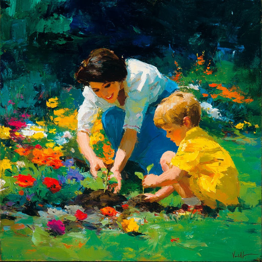 Family Gardening Day Number Painting