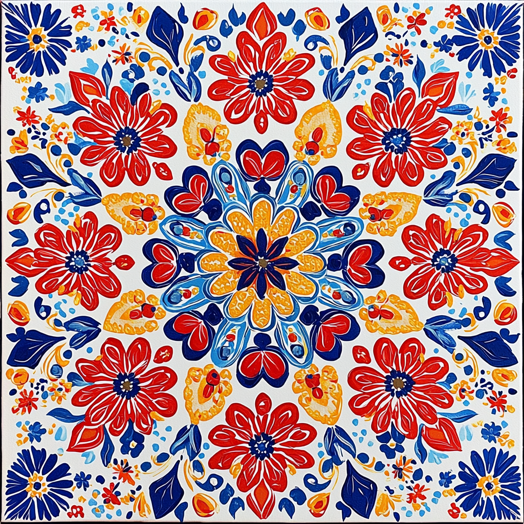 Traditional Indian Artists Inspired Vibrant Flower Mandala Paint By Color