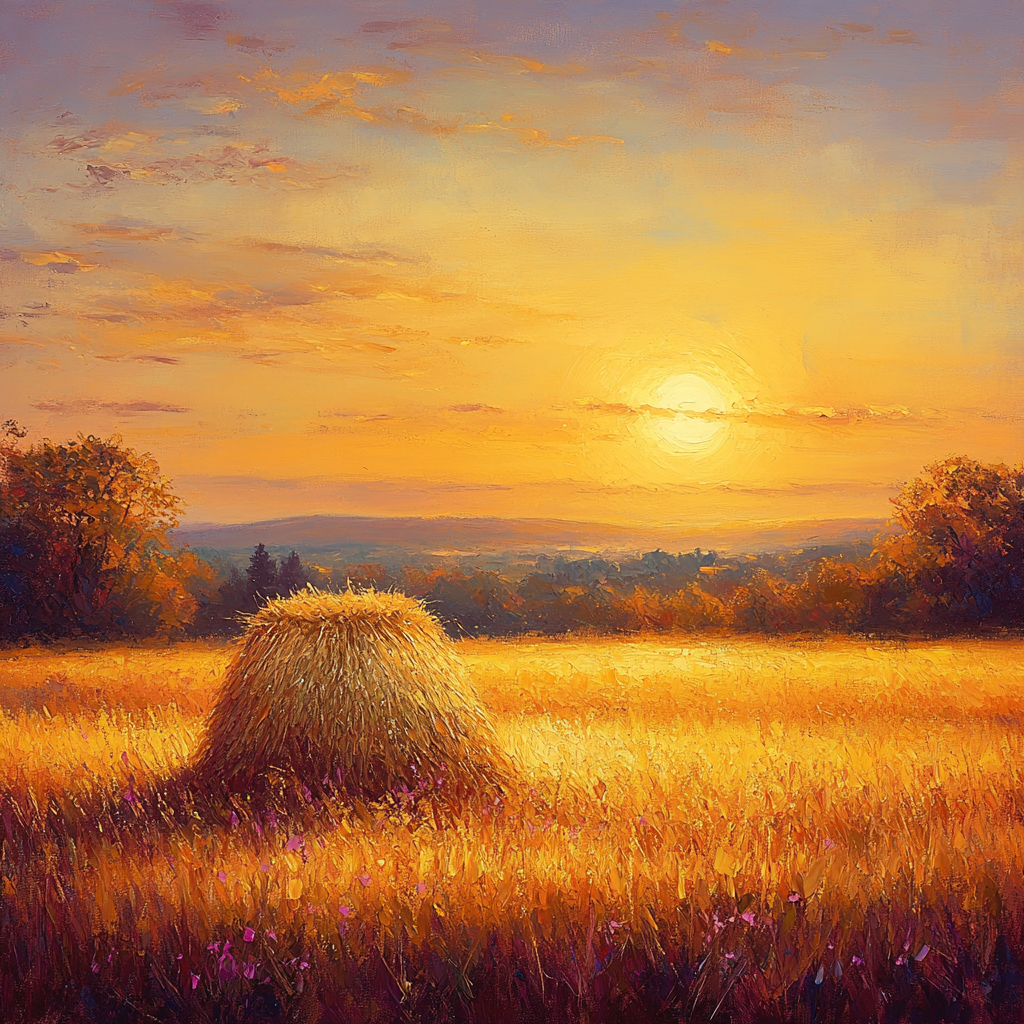 Claude Monet Inspired Autumnal Haystack Glow DIY paint by numbers