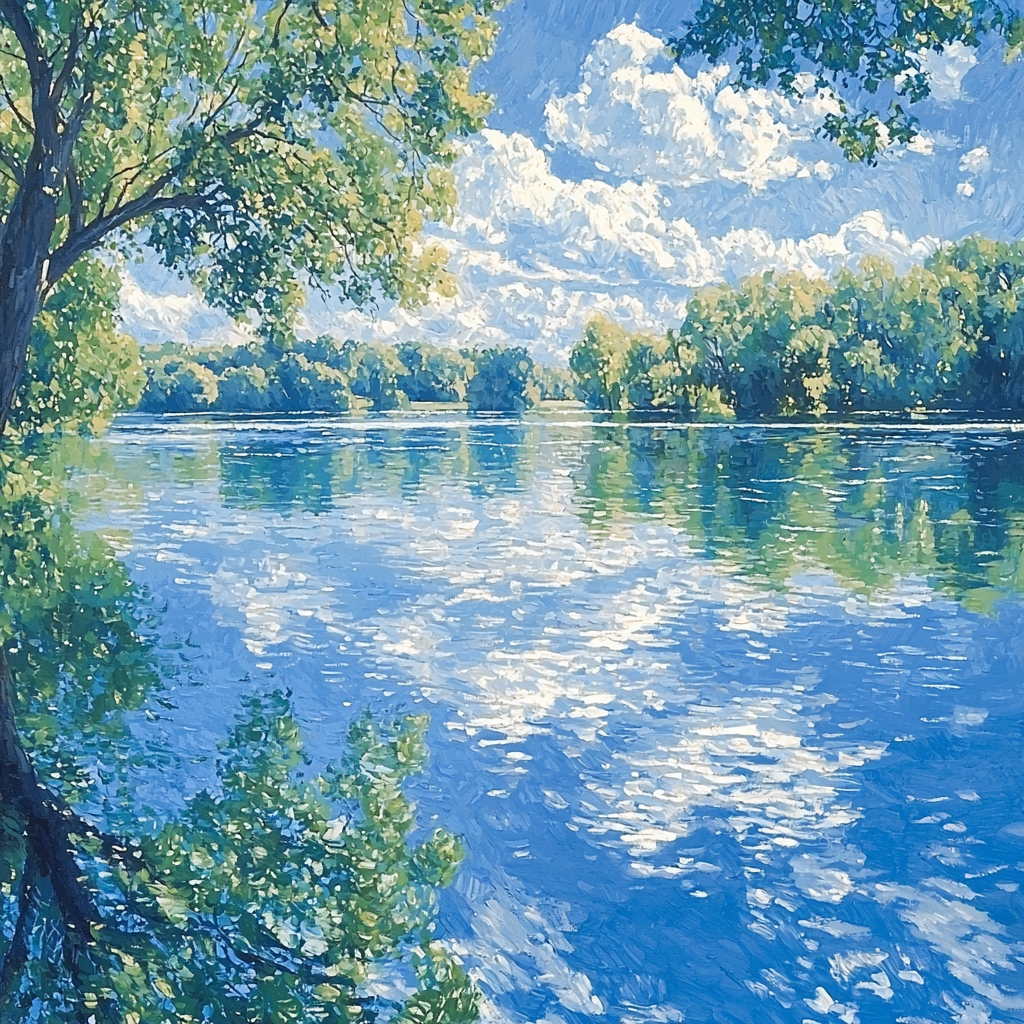 Claude Monet Inspired Shimmering Lake Reflections Number Painting