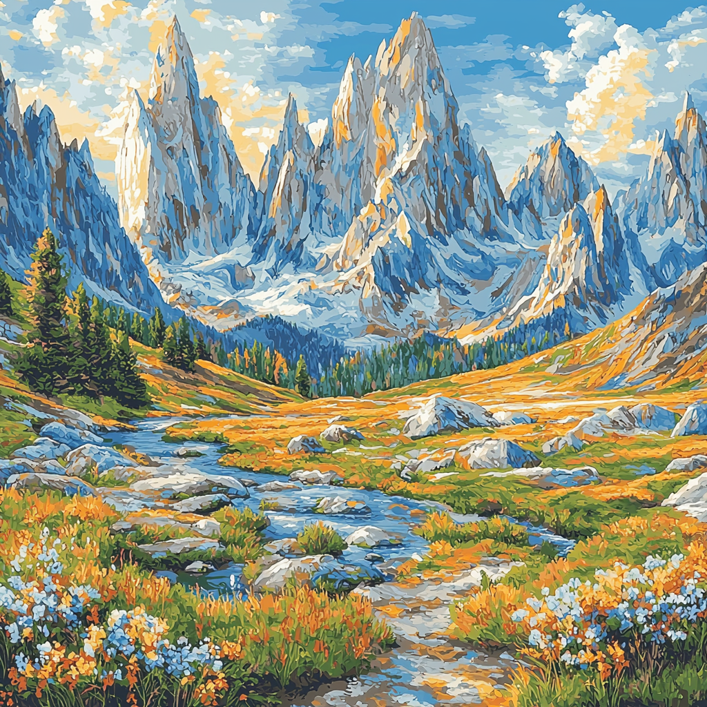 Michelangelo Inspired Mountain Echo Number Painting