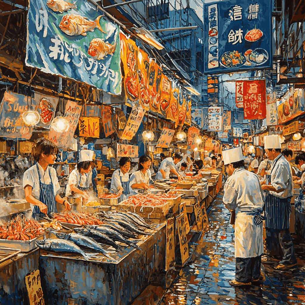 Tsukiji Outer Market In Tokyo Paint By Numbers Kits
