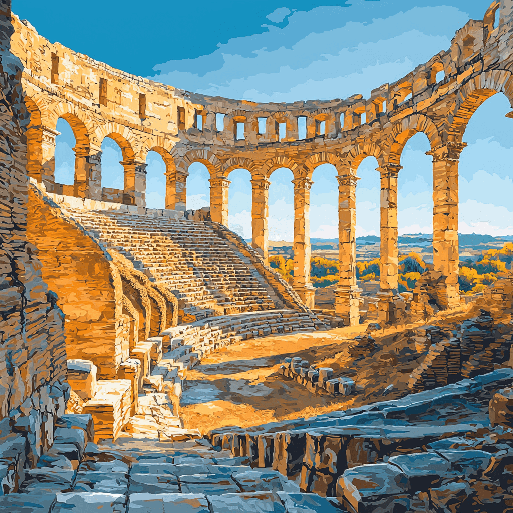 El Jem Amphitheatre Paint By Color