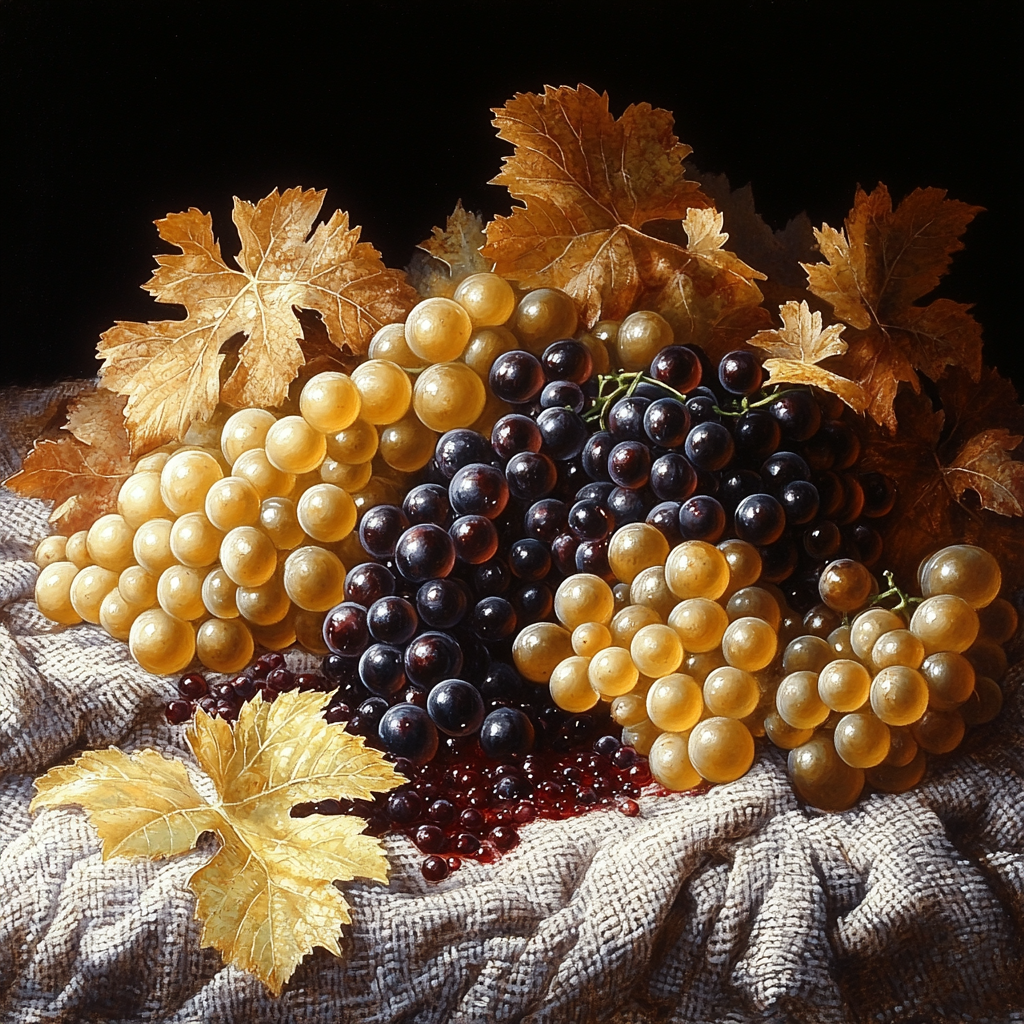 Caravaggio Inspired Nocturnal Vineyard Harvest Number painting