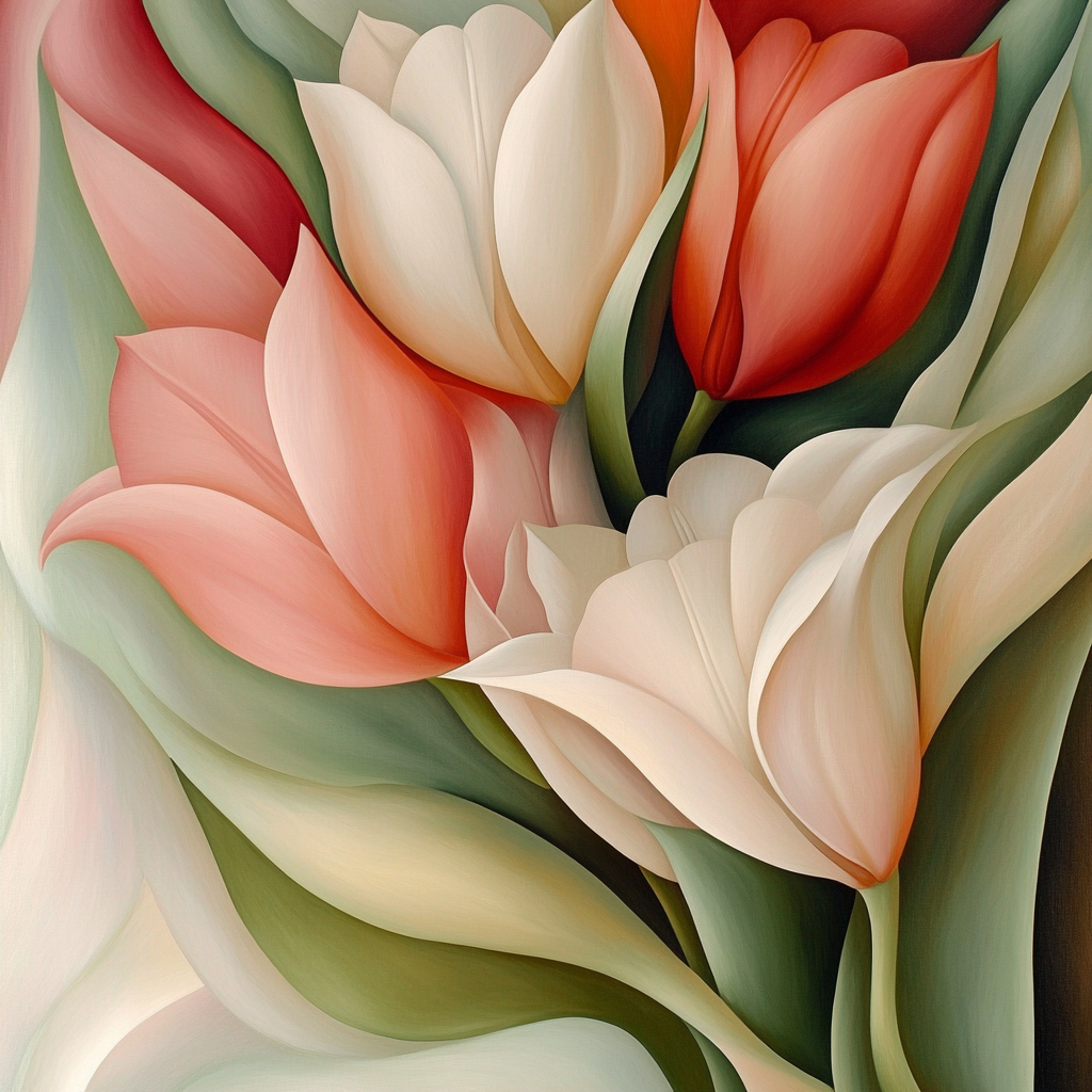 Georgia OKeeffe Inspired Abstract Floral Forms Number painting