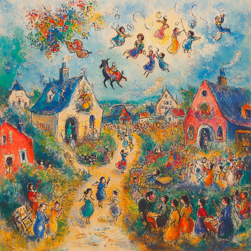 Marc Chagall Inspired Village Celebration Paint by numbers art