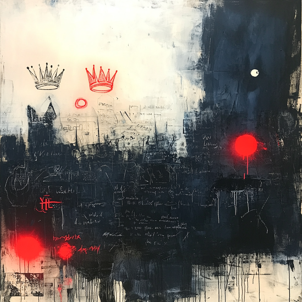 Jean-Michel Basquiat Inspired Midnight Manuscript paint by color