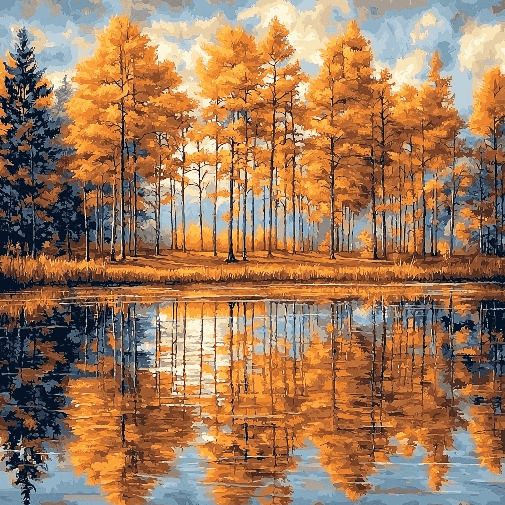 Caspar David Friedrich Inspired Autumn Reflections Paint By Numbers Kits