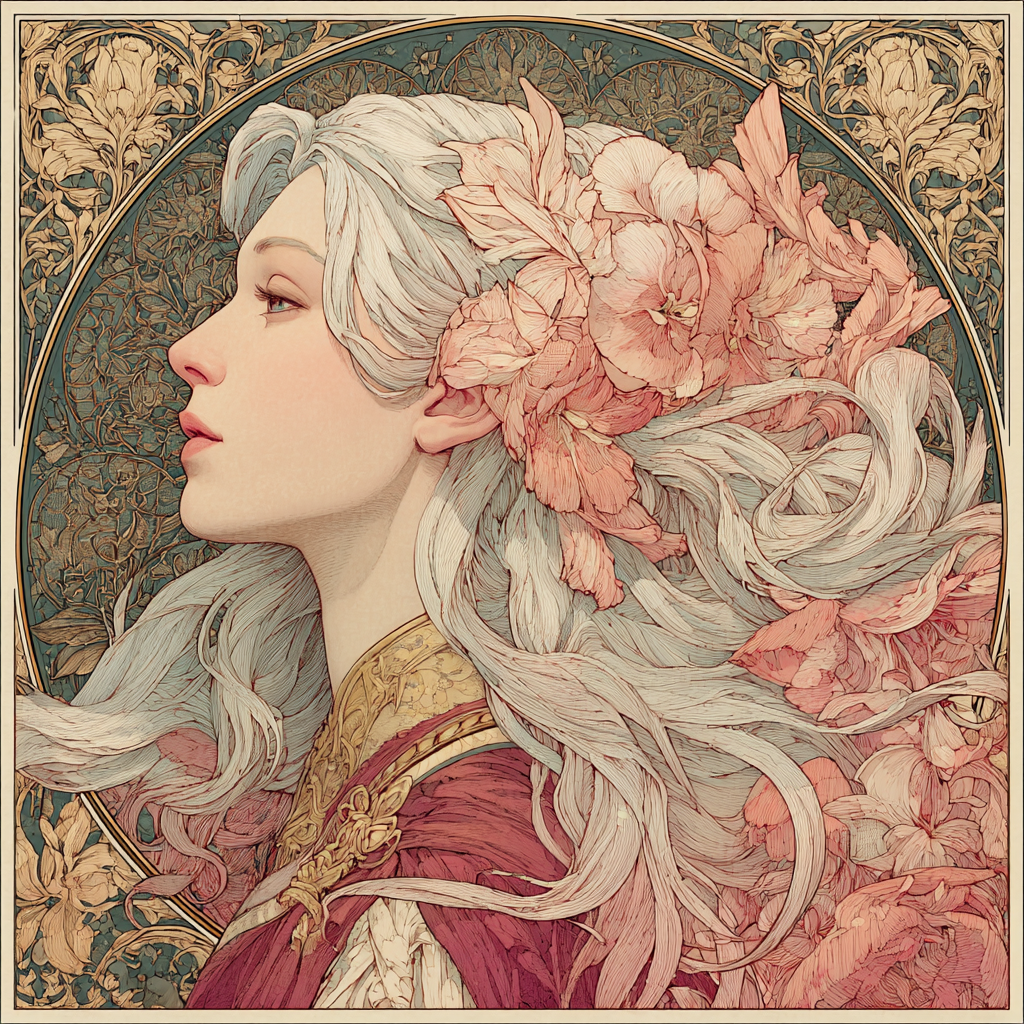 Alphonse Mucha Inspired Art Nouveau Lady painting number kit