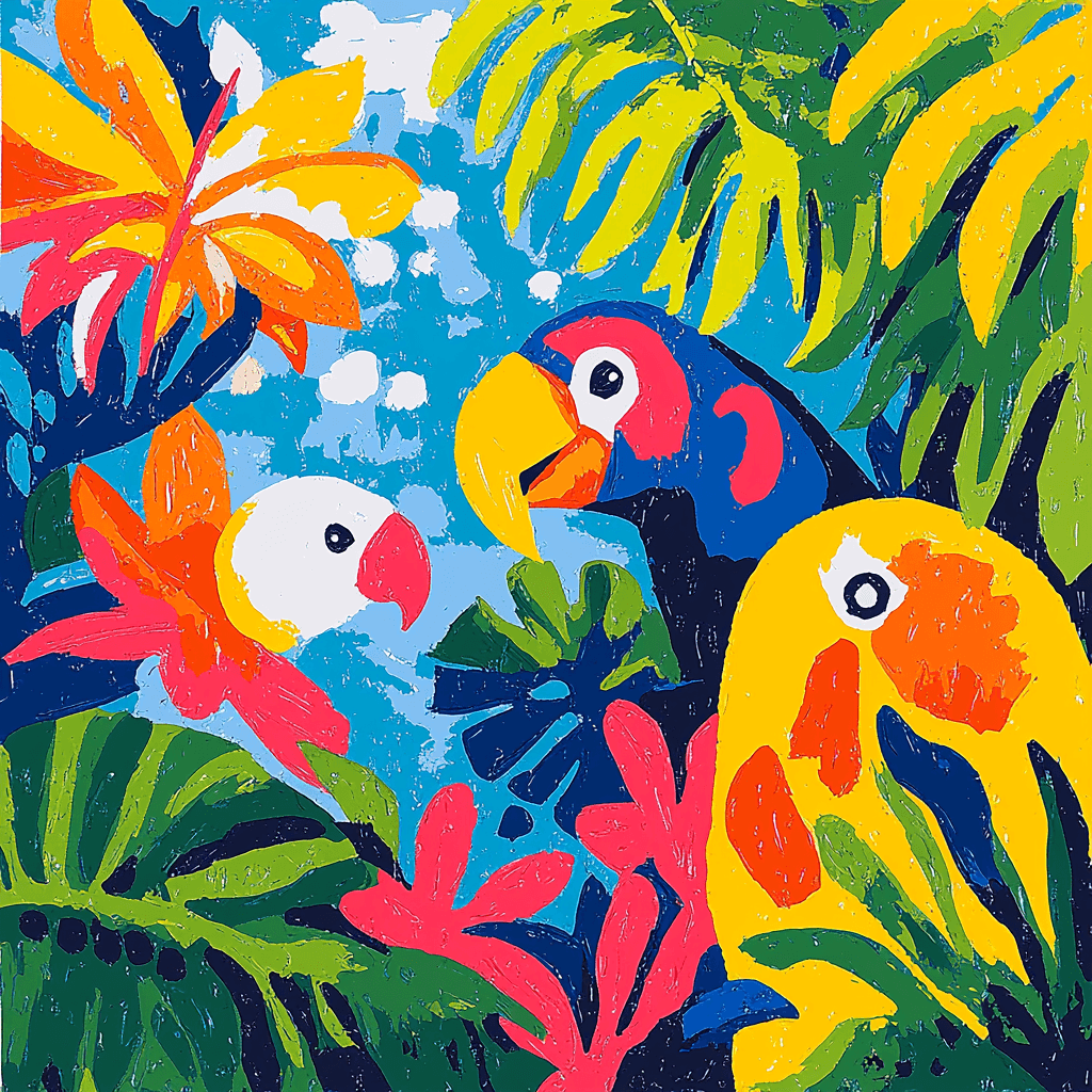 Hockney Inspired Dynamic Jungle Life Numbered Painting Kits