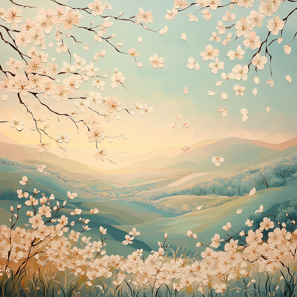 Hiroshige Inspired Cherry Blossom Dawn paint by number