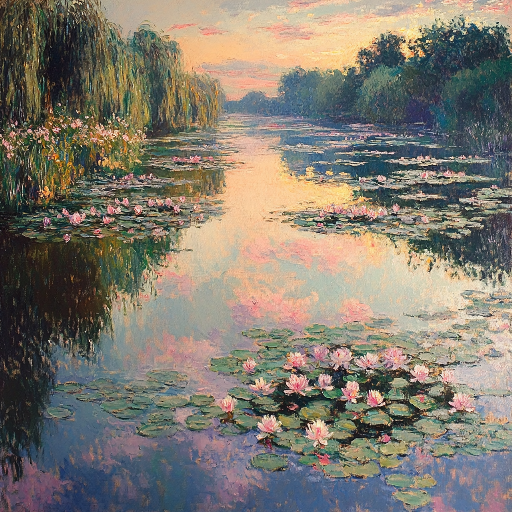 Claude Monet Inspired Water Lilies Reflection DIY paint by numbers