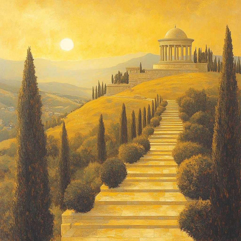 Raphael Inspired Golden Hill Of Arched Temples Paint by numbers kits