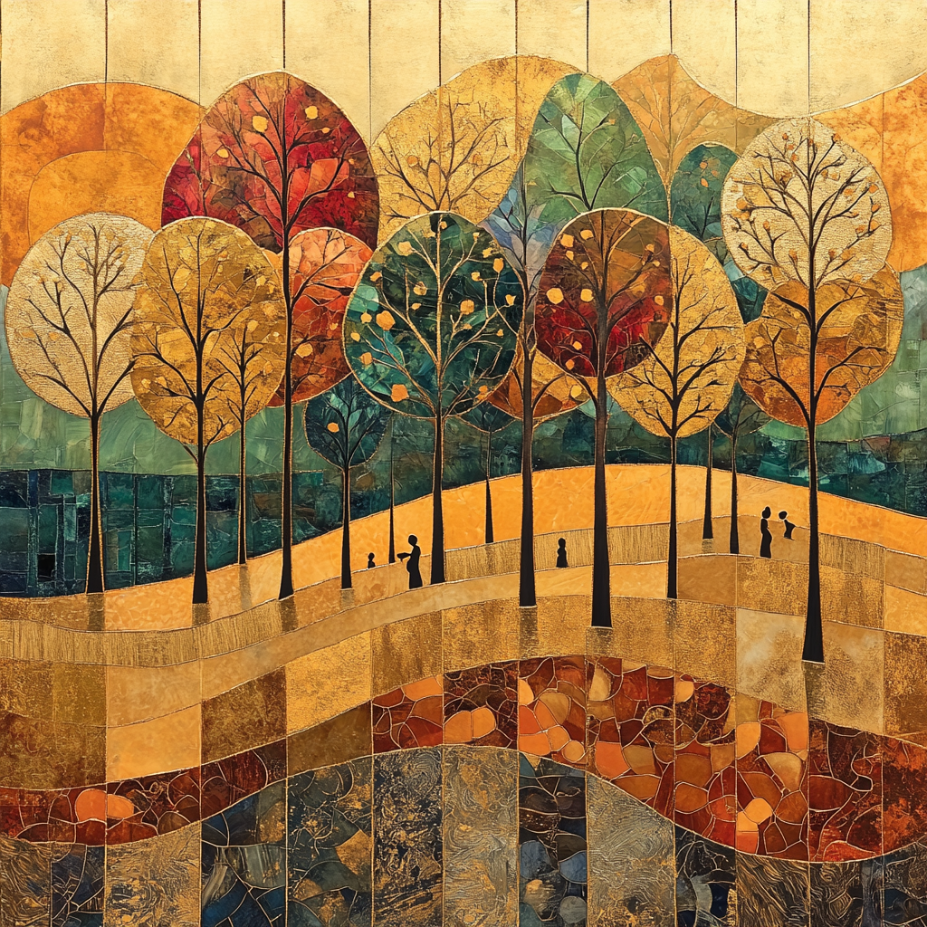 Gustav Klimt Inspired Orchard In Autumn Paint by numbers art